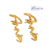 Gold Monogram Earrings with Handwriting, 14K Stud Earrings - Fine Jewelry by Anastasia Savenko